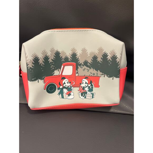 Disney Christmas Loungefly Mickey and Minnie farm tree make up bag - Picture 2 of 3